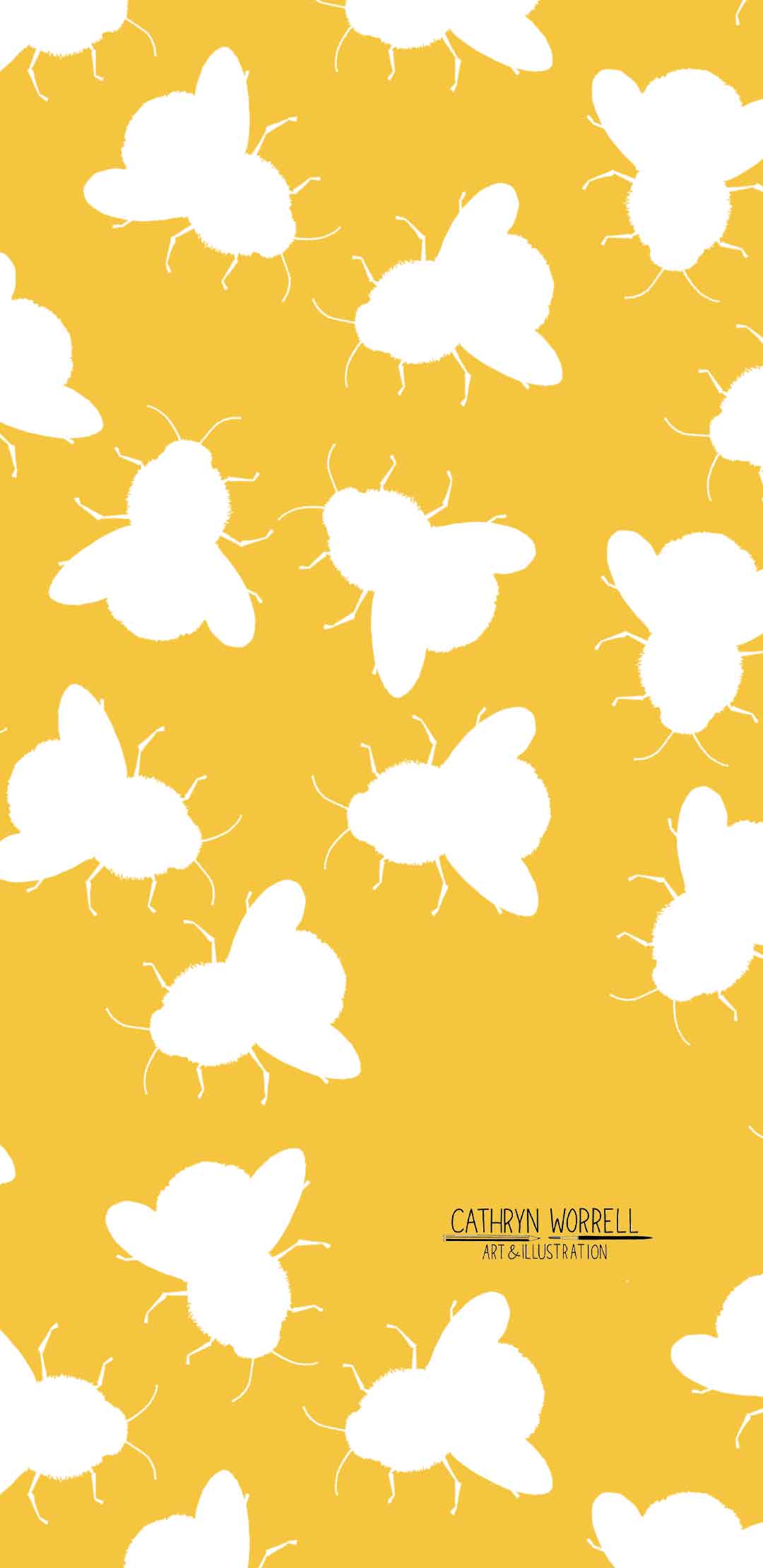 Bumble bee phone wallpaper for August — Cathryn Worrell Art & Illustration